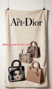 The Art of Dior Flannel Throw Blanket - Designer Bag Print Sofa Cover D386
